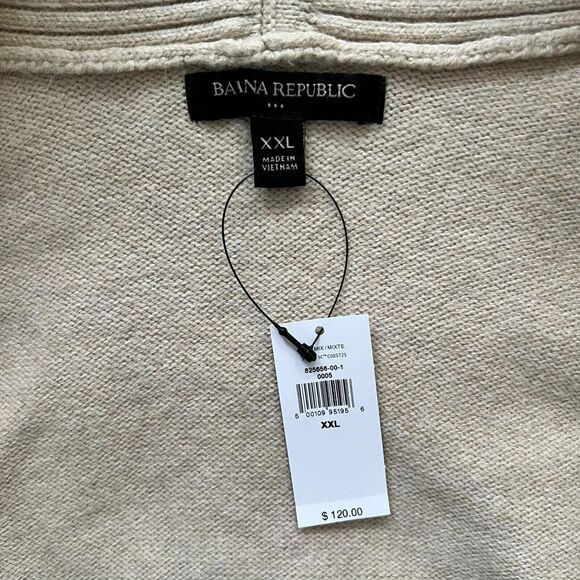 NWT Banana Republic Women's 2XL Ribbed Cream Beige Long Open Soft Cardigan - Picture 4 of 13